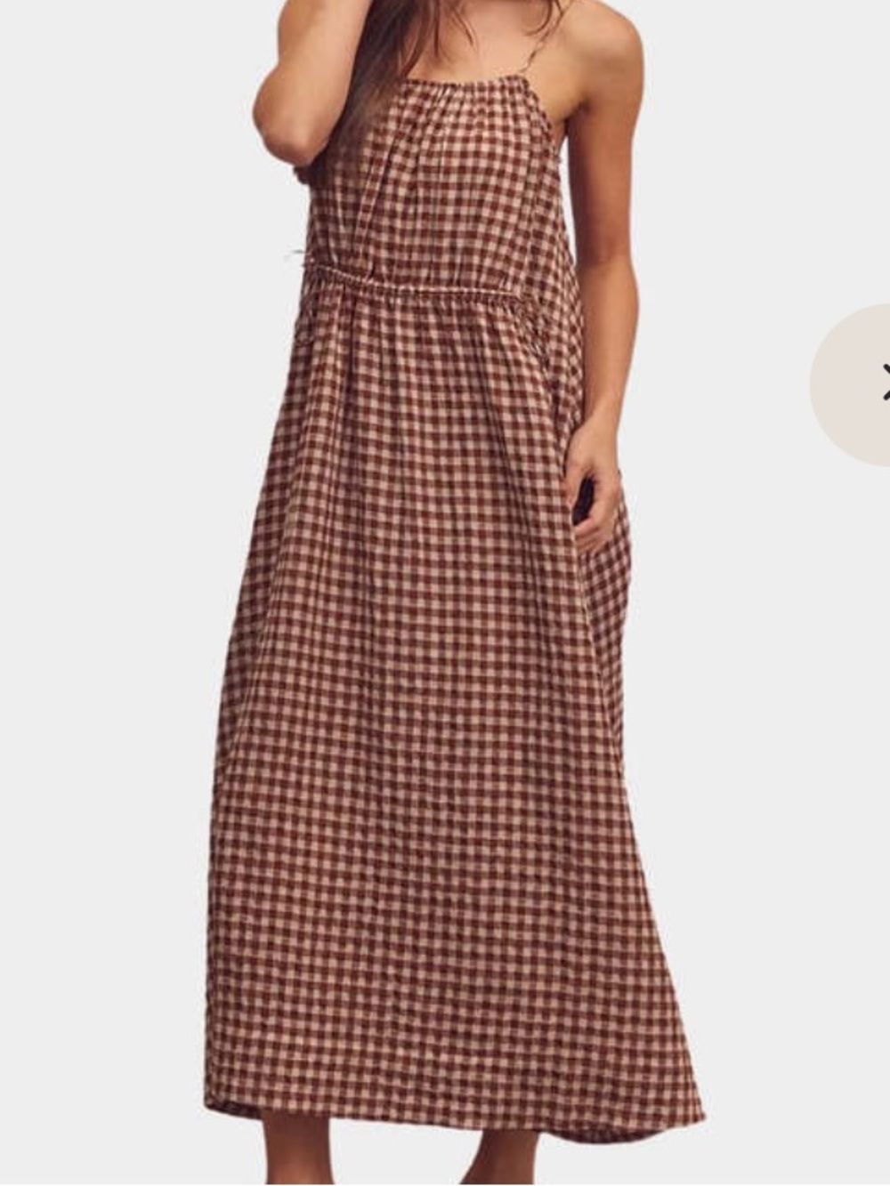 Amente front shirring gingham cami dress xs/s